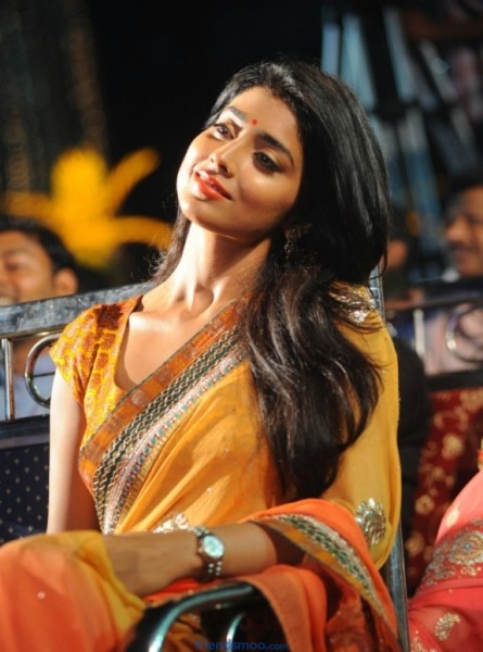 Indian Actress Shriya Saran Photos in Orange Saree