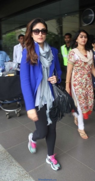 Kareena Kapoor Latest Snaps at Air Port in Blue Dress