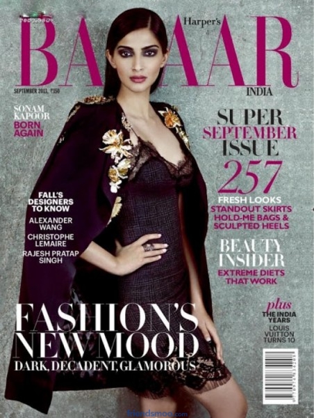 Sonam Kapoor Harpers Bazaar Magazine September 2013 Cover Photos and Photoshoot