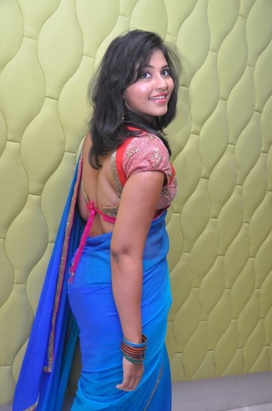 South Indian Actress Cute Anjali Latest Stills in Blue Saree