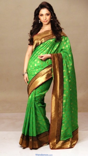 Tamannah Latest Stills in Red and Green Saree