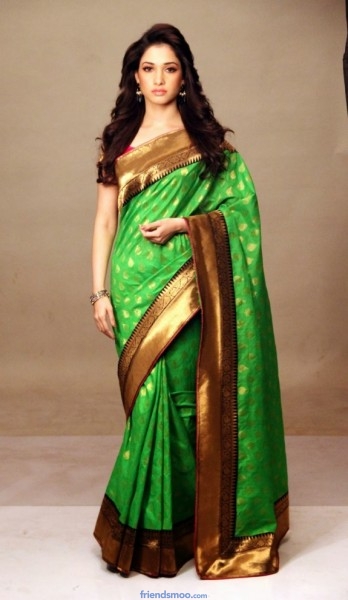 Tamannah Latest Stills in Red and Green Saree