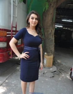 Hansika Looks hot in Dark Blue Dress