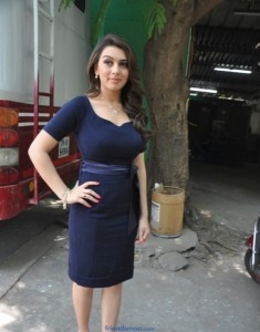 Hansika Looks hot in Dark Blue Dress