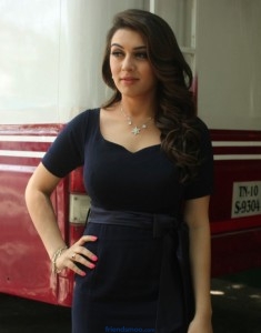 Hansika Looks hot in Dark Blue Dress