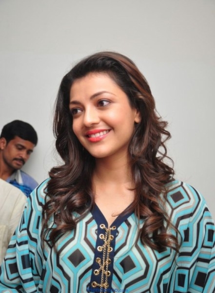 Kajal Aggarwal Tollywood Heroine Latest Photos in Blue Dress