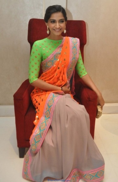 Sonam Kapoor Latest Photos in Orange Saree