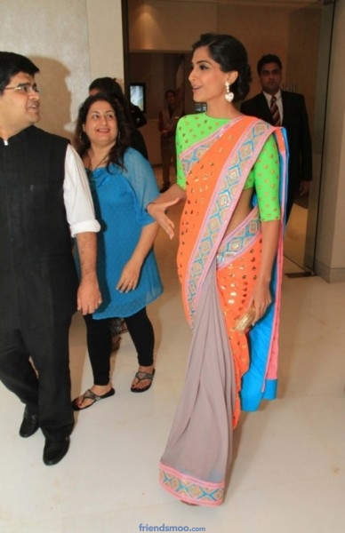 Sonam Kapoor Latest Photos in Orange Saree