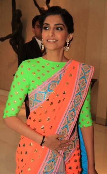 Sonam Kapoor Latest Photos in Orange Saree