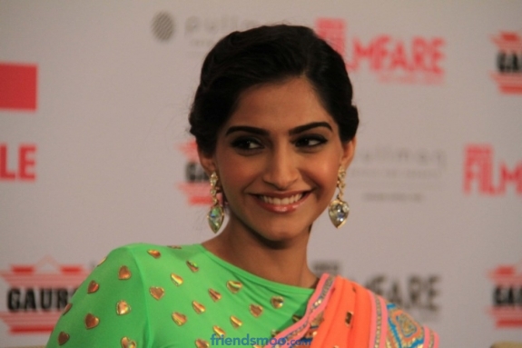 Sonam Kapoor Latest Photos in Orange Saree