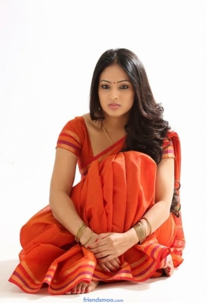 Tamil Actress Nikesha Patel Latest Photos in Orange Saree