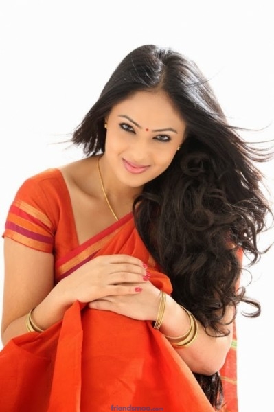 Tamil Actress Nikesha Patel Latest Photos in Orange Saree