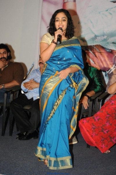 Nithya Menon Latest Photos in Blue Saree