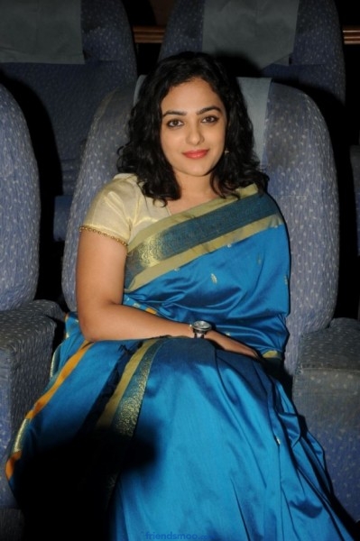 Nithya Menon Latest Photos in Blue Saree