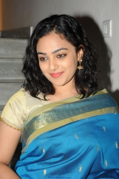 Nithya Menon Latest Photos in Blue Saree